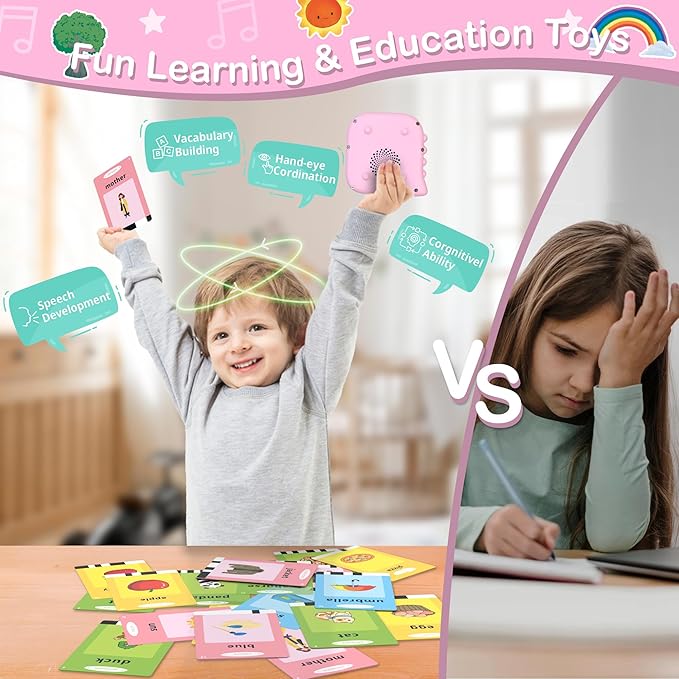 Girls Birthday Gift, Toddler Toys for 1 2 3 4 5 Year Old Girls Gift Idea, 224 Sight Words Talking Flash Cards, Montessori Learning toys, Educational Sensory Toys for Autism, Pocket Speech Theraphy Toy