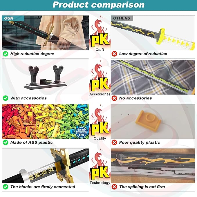 Jorumo Demon Slayer SwordsBuilding Sets for Adults and Kids, 40in Tokitou Muichirou Sword Building with Scabbard and Stand, Anime Sword Building Toy Katana Demon Slayer Gift, 771 Pcs