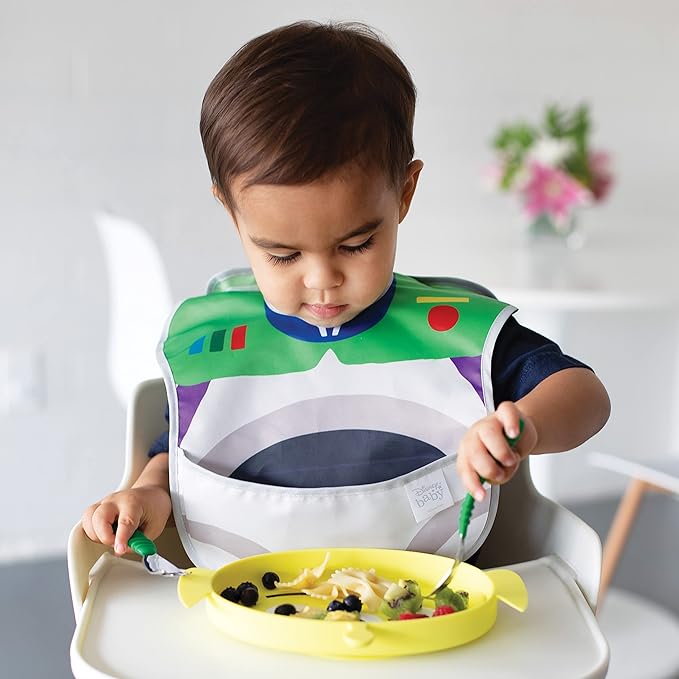 Bumkins Disney Toddler and Baby Suction Plate, Grip Dish for Babies and Kids, Baby Led Weaning, Feeding Supplies, Sticks to Tables and Highchairs, Platinum Silicone, for Children 6 Months, Toy Story