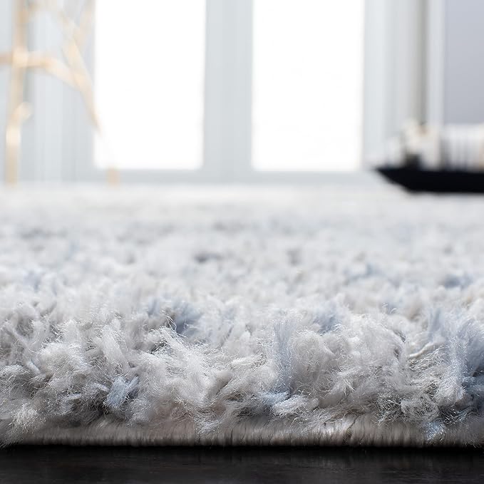 SAFAVIEH Berber Shag Collection Runner Rug - 2' x 12', Ivory & Grey, Modern Abstract Design, Non-Shedding & Easy Care, 1.2-inch Thick Ideal for High Traffic Areas in Living Room, Bedroom (BER274A)