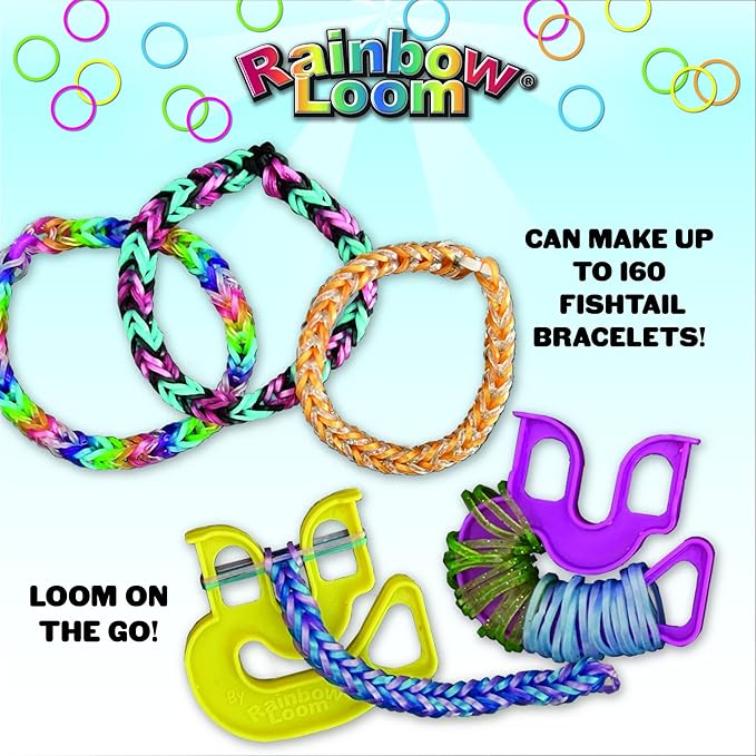 Rainbow Loom® Treasure Box Sparkle Edition, 8,000 Rubber Bands in 8 Different Sparkly Colors, and a Bonus of 2 Happy Looms, Great Activities for Boys and Girls 7+
