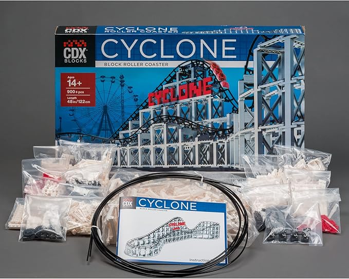 Cyclone - 900+ Pieces, Building Brick Set, Gravity Powered Roller Coaster Model, Promotes STEM Learning