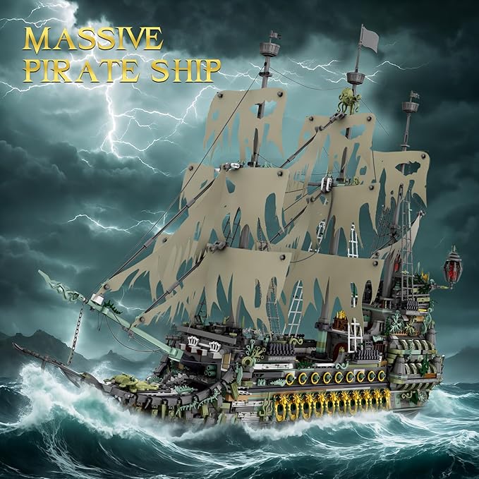 JMBricklayer Large Pirate Ship Building Sets for Adult 40113, Ghost Ship Flying Dutchman Big Model Ship, Challenging Construction Set to Build, Gifts for Teens Adults Collections Enthusiasts(5865 PCS)