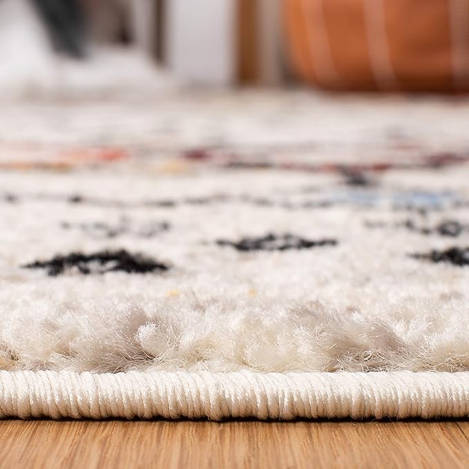 SAFAVIEH Amsterdam Collection Runner Rug - 2'3" x 12', Ivory & Multi, Moroccan Boho Design, Non-Shedding & Easy Care, Ideal for High Traffic Areas in Living Room, Bedroom (AMS108K)