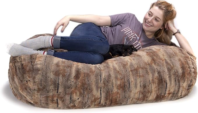 Jaxx Sofa Saxx Bean Bag Lounger, 4-Feet, Luxe Fur-Red Fox