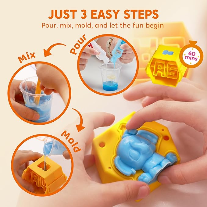Klever Kits DIY Animal Squishies Kit, Mystery Box with 4 Surprise Characters Inside, Arts and Crafts, Squishy Toys for Kids Ages 6+