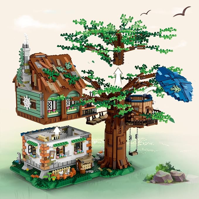 Idea Tree House Bricks Model Toys Set, Forest House Building Blocks Street View Sets, for Adults Ages 14+ Tree House Display 4761 PCS（Not Compatible with Lego Set ）