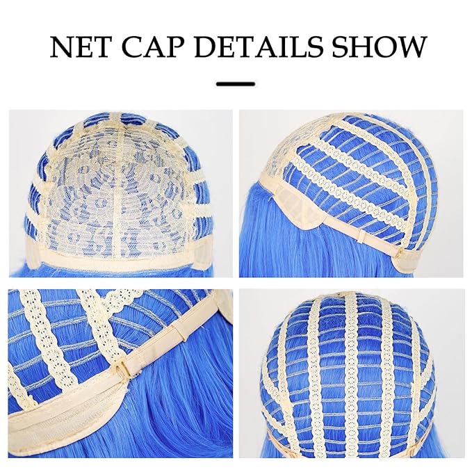 Probeauty Short Blue Wig for Kids Child Layered Anime Costume Wig for Halloween Cosplay Party