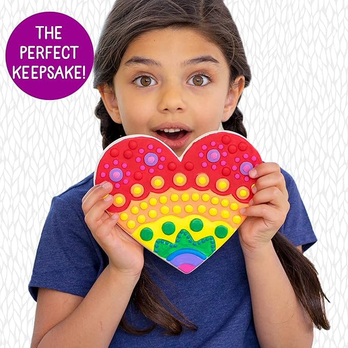 Creative Roots Mosaic Heart Stepping Stone, Includes 7-Inch Ceramic Stone & 6 Vibrant Paints, DIY Garden Stepping Stone Kit for Kids Ages 6+