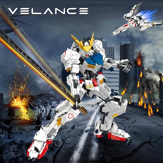 Velance Mech Robot Transforming Building Blocks Set, Warrior City Mech & Fighter Jet Building Toy Kit, Mecha Robot Building Block Model for Kids & Adults, Birthday, Valentine's Day Gift(952 Pcs)