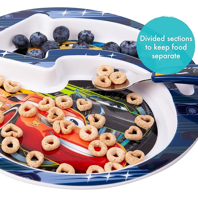 The First Years Disney/Pixar Cars Dinnerware Set - Toddler Plates and Toddler Utensils - 4 Count