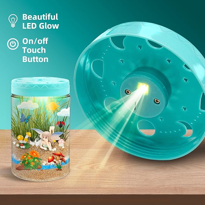 Light Up Terrarium Kit for Kids,Fairy Gardening Kit for Boys and Girls,Creative Educational Gardening Toy,Arts and Crafts Activity Kits,Birthday Gifts for Ages 4 5 6 7 8-12