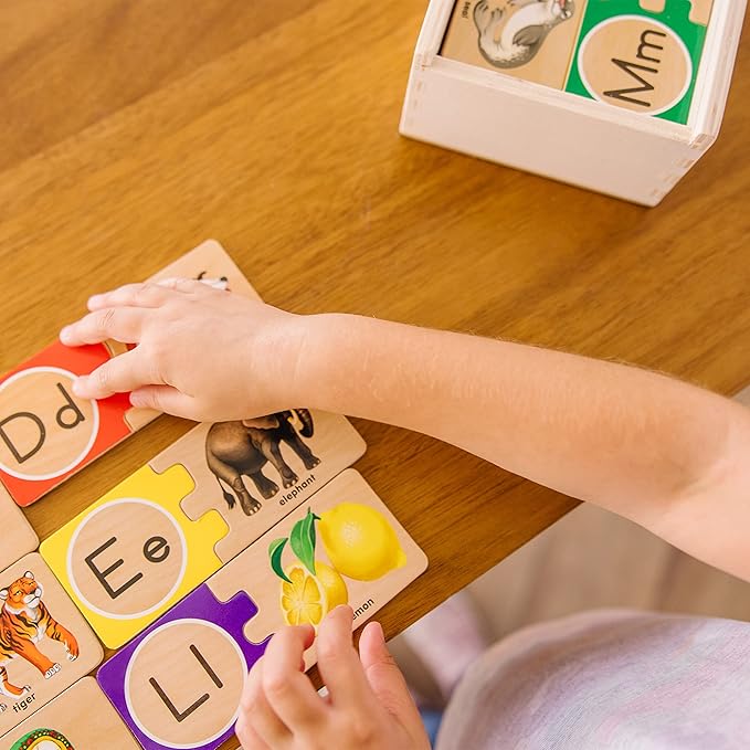 Melissa & Doug Self-Correcting Alphabet Wooden Puzzles With Storage Box (52 pcs)