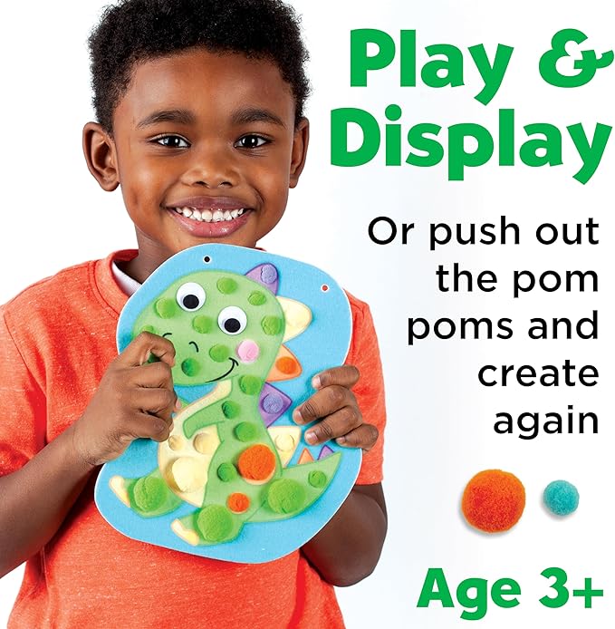 Creativity for Kids Pom Pom Pictures: Dinosaurs - Toddler Learning Toys, Sensory Play for Ages 3+