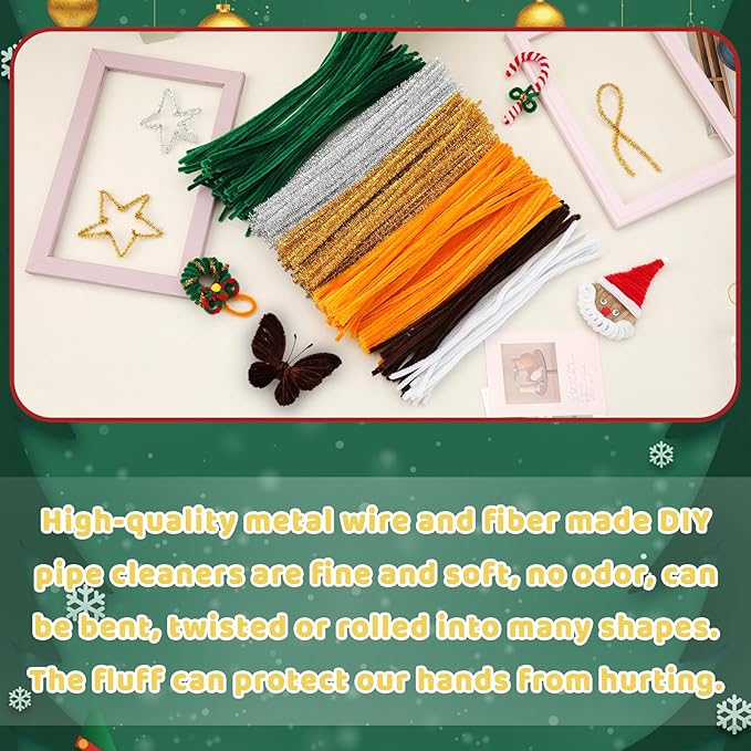 Pipe Cleaners, 100PCS Dark Green Pipe Cleaners Craft Supplies, Pipe Cleaners Bulk Fuzzy Sticks for DIY Art and Craft Projects Home Decoration