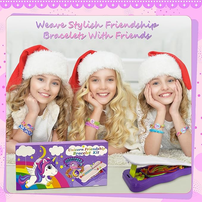 Friendship Bracelet Making Kit,String Bracelets Maker Arts and Craft for Girls,Birthday Gifts Ideas Christmas Stocking Stuffers Gifts for Girls (Purple Unicorn)