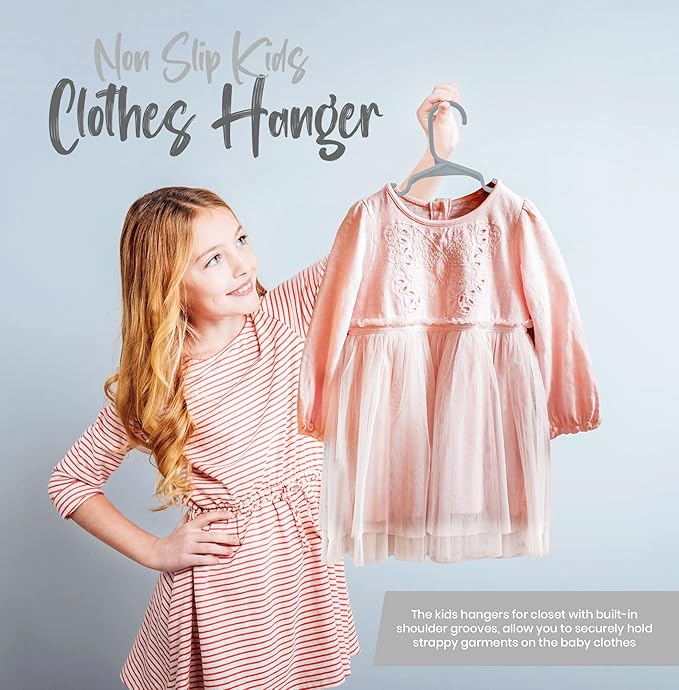 Utopia Home 20 Pack Kids Hangers - 11.5 Inch Plastic Baby Hangers for Closet - Childrens Hanger for Clothes & Infant Hanger for Closet - Ideal for Everyday Standard Use (Gray)