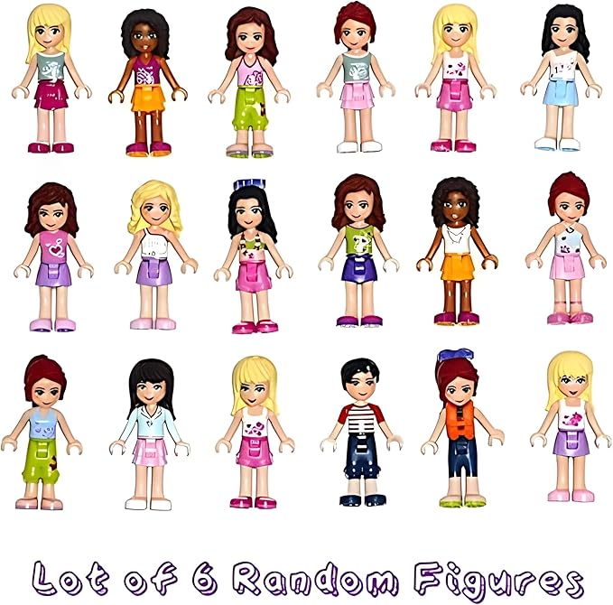 LEGO Friends Girl Female Male Minifigures - Lot of 6 Random Figures (No Duplicates)