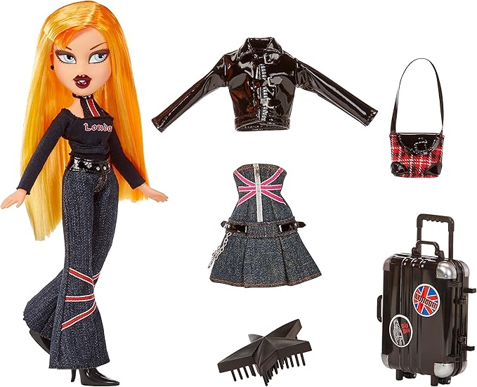 Bratz Pretty ‘N’ Punk Cloe Fashion Doll with 2 Outfits and Suitcase, Collectors Ages 6 7 8 9 10+