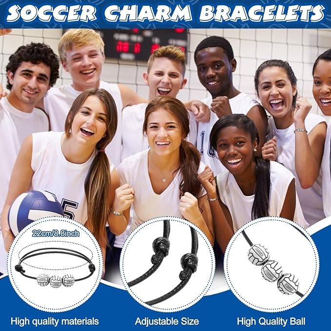 Poen 48 Pcs Volleyball Party Favors Volleyball Themed Supplies Include 12 Drawstring Backpack 12 Mini Volleyball 12 Keychain 12 Wax Thread Braided Bracelet Inspirational Team Gift