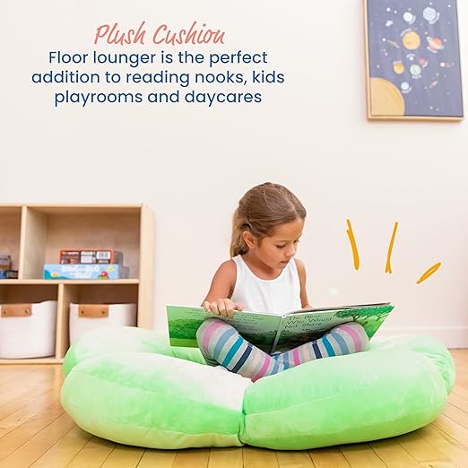 ECR4Kids SoftZone Flower Floor Pillow, Seating Cushion, Bright Green