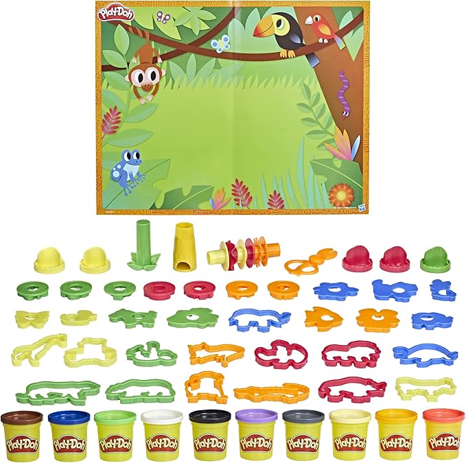 Play-Doh Animal Adventure Set, Arts and Crafts Toys for 3 Year Old Girls & Boys, 45 Tools, 10 Cans (Amazon Exclusive)