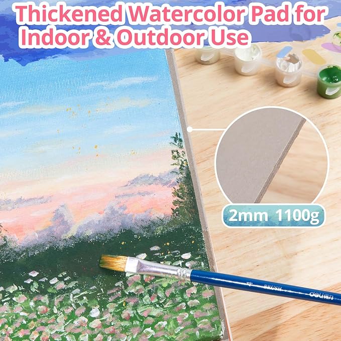 HTVRONT Watercolor Paper 9x12 Inch - 50 Sheets Watercolor Pad, 140 lb/300 GSM Cold Press Watercolor Paper Pad, Spiral Bound for Full Spread & Sturdy Use, Ideal for Wet & Dry Media