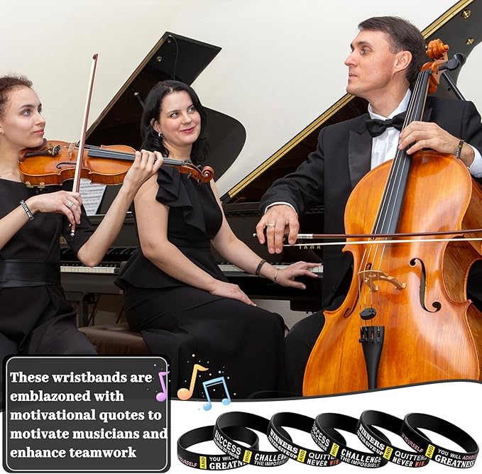 Deekin 48 Pcs Piano Notes Silicone Bracelets Music Inspirational Bracelets Piano Notes Theme Party Supplies Music Party Favors Music Gifts Piano Recital Gifts for Music Lover Musicians, 3 Styles