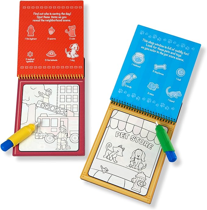 Melissa & Doug On the Go Water Wow! Reusable Water-Reveal Activity Pads, 2-pk, Vehicles, Animals - FSC Certified