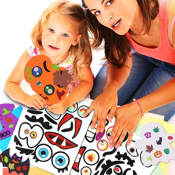 Thanksgiving Pumpkin Foam DIY Craft Set,330 Pc Fall Pumpkin Ghost Spider Bat Autumn Pumpkins Crafts Favors Supplies for Kids DIY, Halloween Witch Craft Kit for Kid Classroom Party Activities