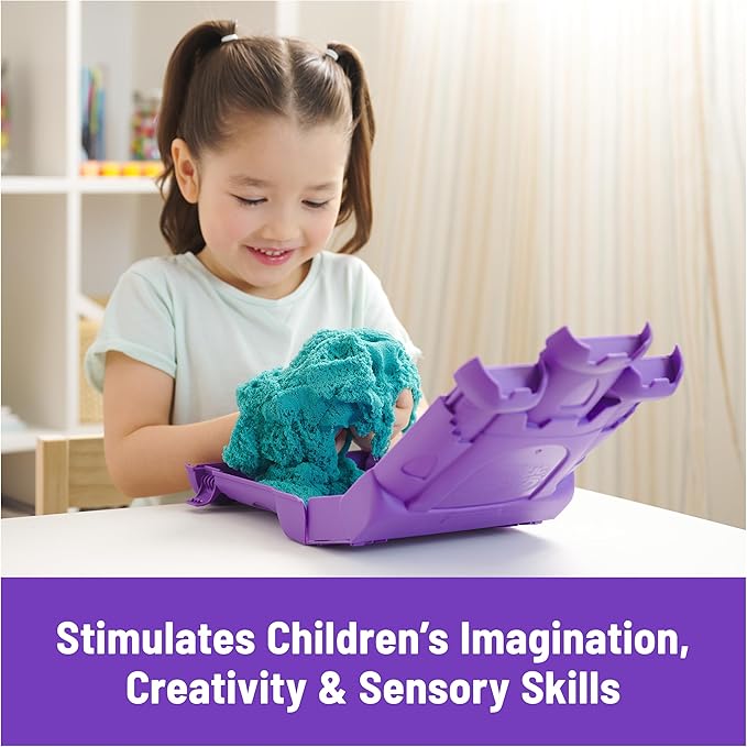 Kinetic Sand, Castle Case with 1lb Teal Play Sand, Storage Container, Sensory Toys for Kids Ages 3 and up