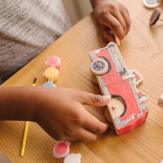 Melissa & Doug PAW Patrol Wooden Vehicles Craft Kit - 3 Decorate Your Own Vehicles, 3 Play Figures
