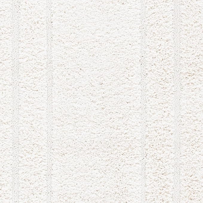 SAFAVIEH Florida Shag Collection Runner Rug - 2'3" x 7', Creme & Creme, Border Design, Non-Shedding & Easy Care, 1.2-inch Thick Ideal for High Traffic Areas in Living Room, Bedroom (SG454-1111)