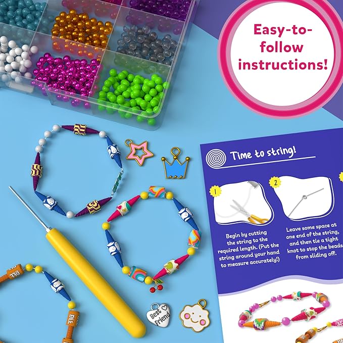 Skillmatics Craft Activity - Roll-Up Beads Friendship Bracelets DIY Kit, 400+ Charms & Beads, Jewelry Making Kit, Create 25+ Bracelets, Gifts for Kids Ages 6, 7, 8, 9, 10, 11, 12, 13