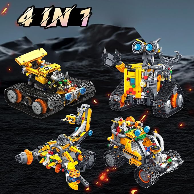 Robot Building Kit, App & Remote Control Robot Toys for Kids, 4 in 1 High-Tech Remote Control Building Block Robot, Creative Gift for Aged 6 7 8 9 10 11 12+ Kids Boys & Girls