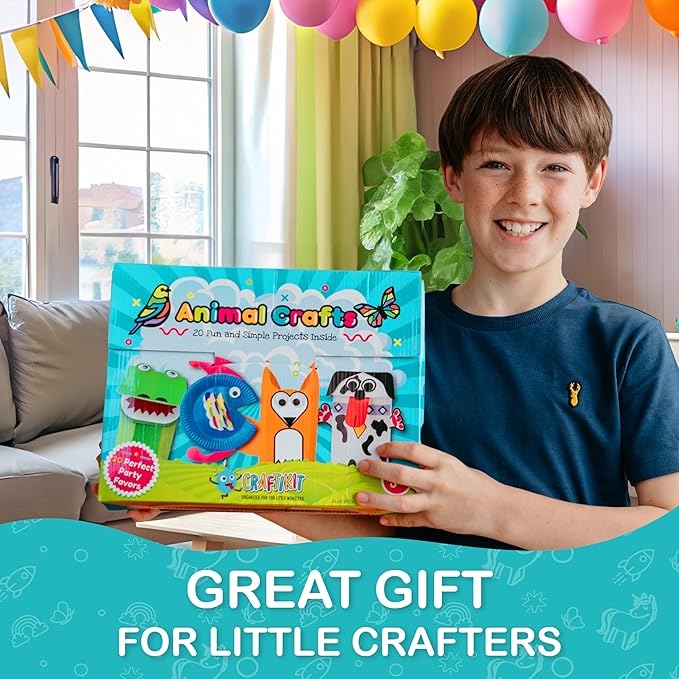 Craftikit® 20 Award-Winning Animal Toddler Arts and Crafts for Kids Ages 3-10 Years, All-Inclusive Animal Craft Kits, Fun Toddler Craft Box for Girls, Boys in Preschool