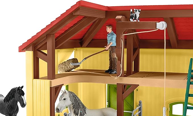 Schleich Farm World, 30-Piece Playset, Farm Toys and Farm Animals for Kids Ages 3-8, Horse Stable 10.5 x 49 x 34.5 cm