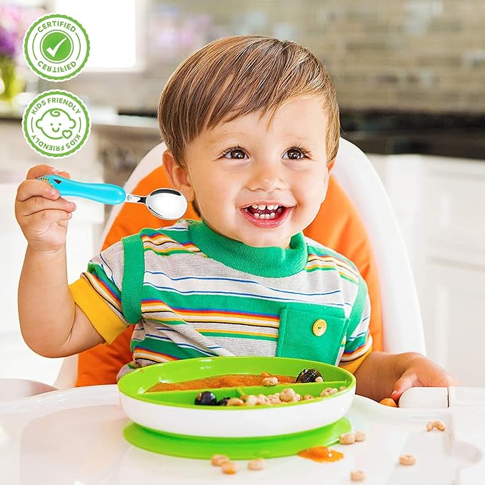 Lehoo Castle Toddler Fork and Spoon, 6pcs Toddler Utensils Kids Silverware, Safe Stainless Steel Toddler Fork Spoon Set, Children Flatware Set, Incudes 3 Spoons and 3 Forks (Dinosaur)
