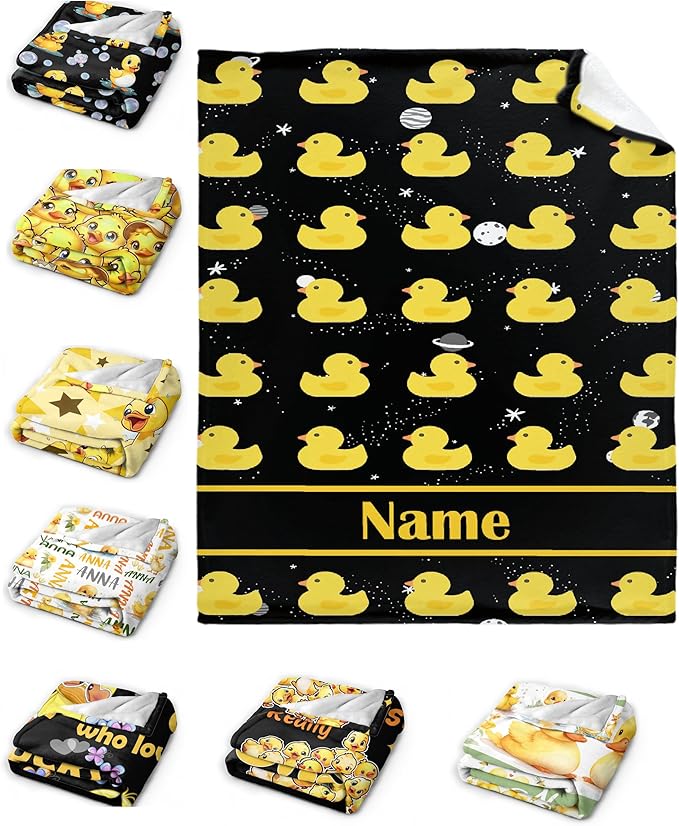 Custom Name Ruddy Duck Adult duck Blanket Kids Funny Blanket Suitable for Bedroom Living Room bed sofa Crib Couch Chair outdoor All Season Items That Yellow Duck Lovers Will Love 80"x60"for Adult