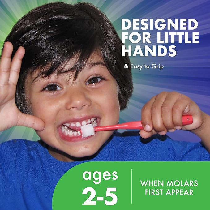 Brilliant Oral Care Child Toothbrush with Soft Bristles and Round Head, for a Kid Approved, Easy to Use All-Around Clean Mouth, Ages 2-5 Years, Lime, 1 Pack