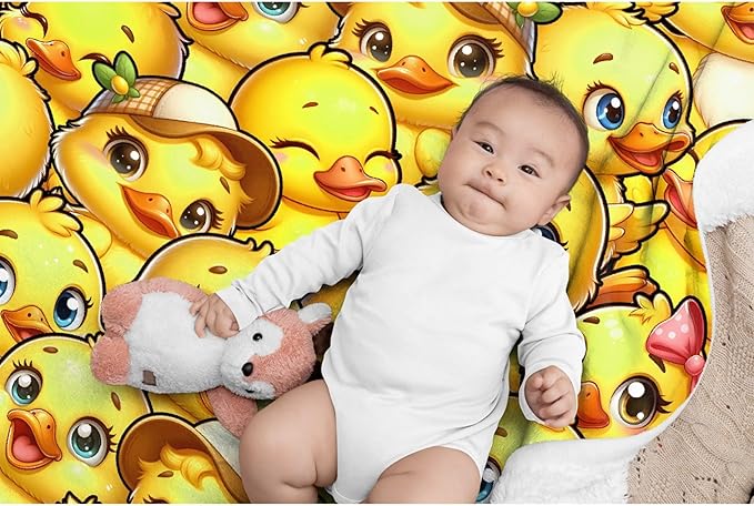 Little Yellow Ducks Adult duck Blanket Kids Funny Blanket Suitable for Bedroom Living Room bed sofa Crib Couch Chair outdoor All Season Items That Yellow Duck Lovers Will Love 60"x50"for Teens