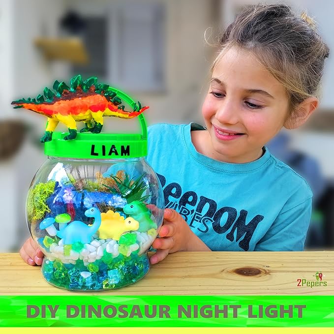 DIY Dinosaur Gifts for Boys, Kids Birthday Gifts Arts and Crafts for Boys Nightlight Terrarium Kit, Toys for Boys Age 3 4 5 6 7 8 9 10 11 12 Year Old
