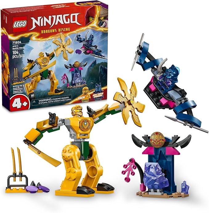 LEGO NINJAGO Arin’s Battle Mech, Ninja Toy Set for Kids with Arin Ninja Minifigure and Katana Sword Accessory, Gift Idea for Boys and Girls Aged 4 Years Old and Up, 71804