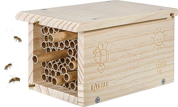 Rivajam Build a Bee House DIY Woodworking Project | Solitary Mason Bee House Nesting Box Wood Building Kit & Tools | Garden Arts & Crafts Activities for Toddler Boys & Girls Kids Teens Adults & Family
