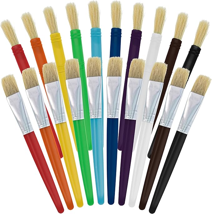 U.S. Art Supply 20-Piece Paint Brush Pack - Thick Paint Brushes for Crafts, Classroom Paint Brushes, Paint Brushes for Painting Projects, Bulk Paintbrushes for Tempera, Poster, and Acrylic Art