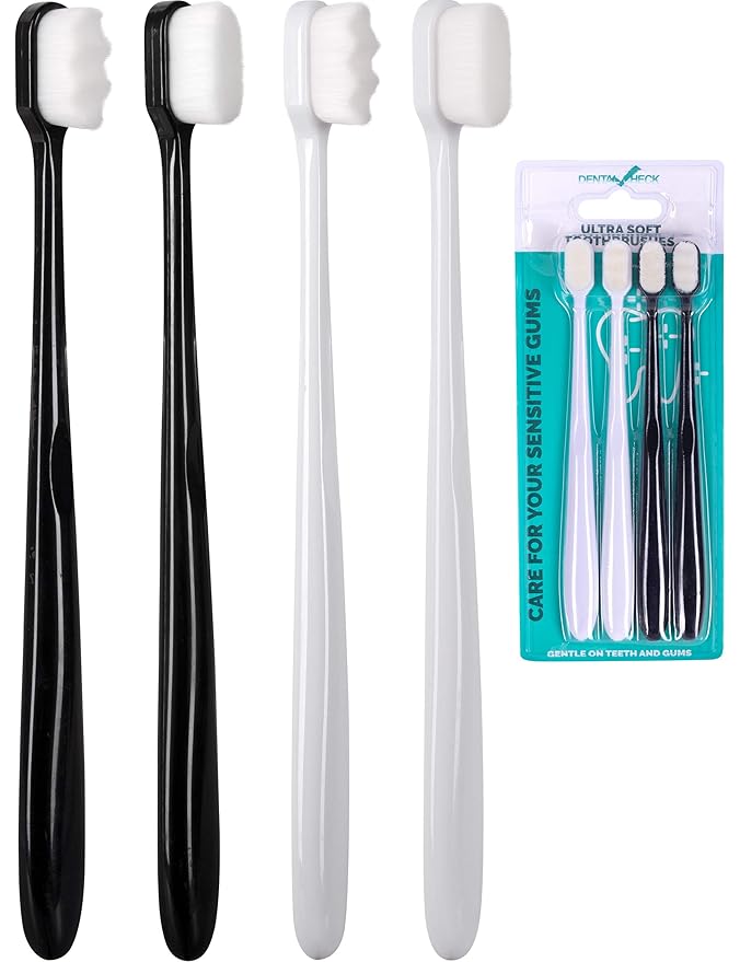 Extra Ultra Soft Nano Toothbrush, For Sensitive Gums, Adult Teeth Manual, Toothbrush for Protection Gum Care, Perfect for Kids & Adults (4 Pack)