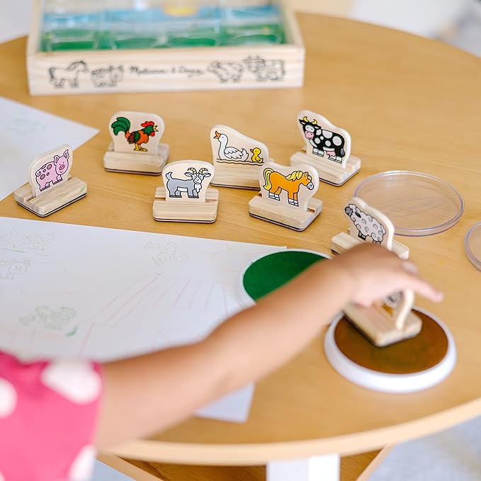 Melissa & Doug My First Wooden Stamp Set - Farm Animals - Art Projects, With Washable Ink, Farm Themed Wooden Stamps For Kids Ages 4+