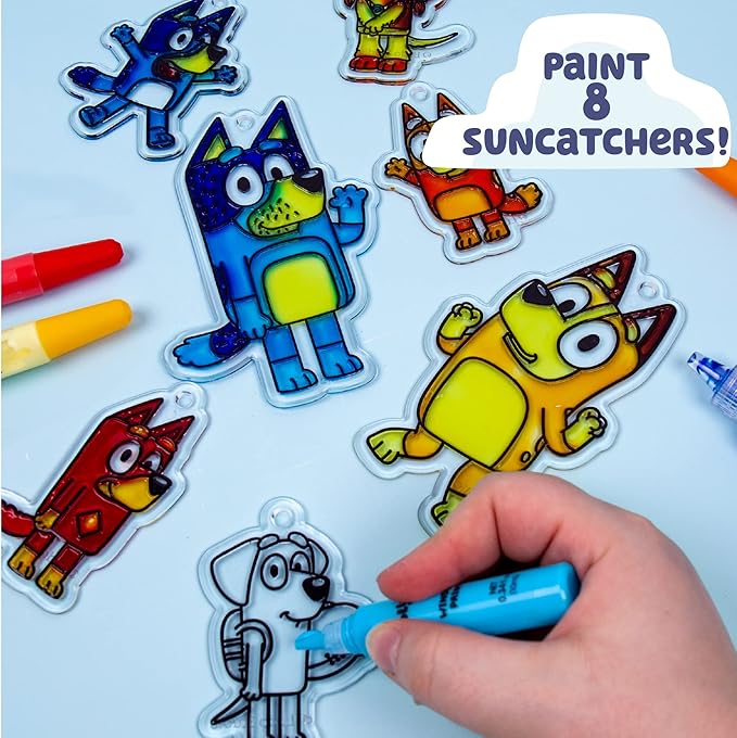 Bluey Window Art Suncatchers for Kids, Window Art Kit, Great Suncatchers Kit for Kids to Paint, Great At-Home Kids Craft Activity or Bluey Birthday Party Idea, Bluey Toys for Kids Ages 3, 4, 5, 6