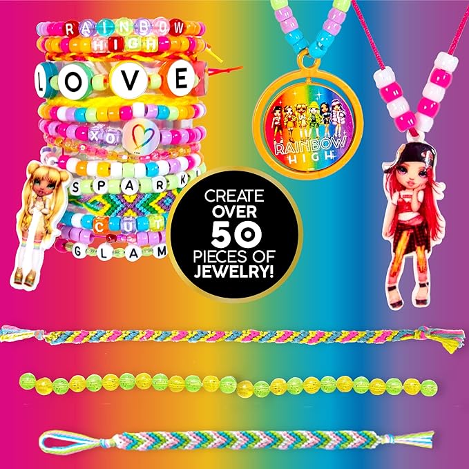 Rainbow High Ultimate Jewelry Studio, 2500+ Beads, Create 50+ Pieces of Jewelry, Toys, Great Bead Kit for Sleepovers, Girls Night, Weekend, DIY Alphabet Bracelets for Kids Ages 6, 7, 8, 9