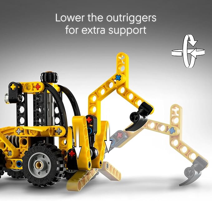 LEGO Technic Backhoe Loader Construction Toy - Building Toy Set for Boys and Girls, Ages 7+ - Educational Gift Idea for Kids Birthday with Usable Back Digger, Scoop, & Outriggers - 42197